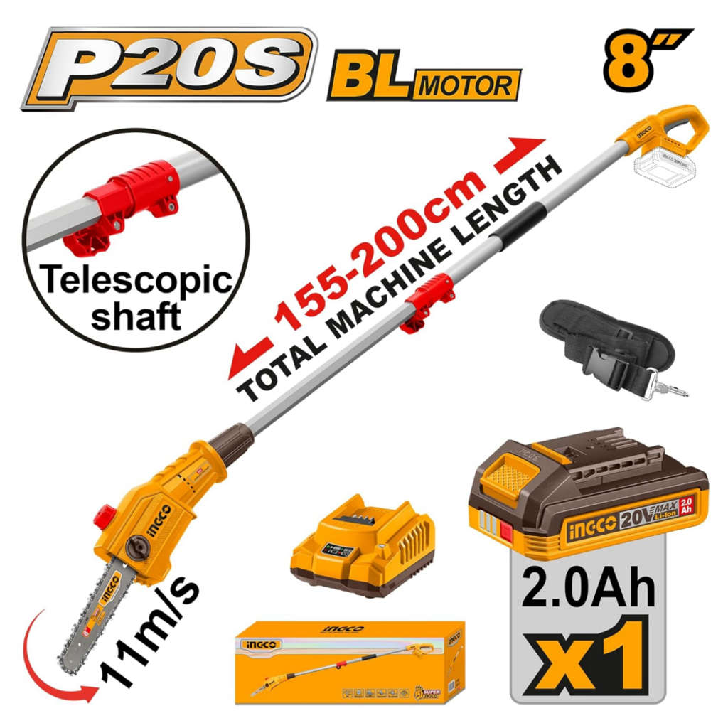 Ingco Cordless Pole Saw 20V 8 Inch(20 cm) PSLI20281