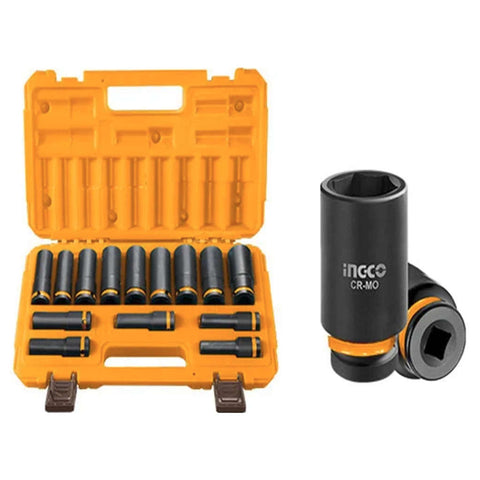 Ingco Dr. Deep Impact Socket Set 14 Pcs 1/2 Inches HKISSD12143L 