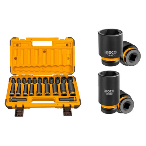 Ingco Dr. Deep Impact Socket Set 22 Pcs 1/2 Inches HKISSD12221L 
