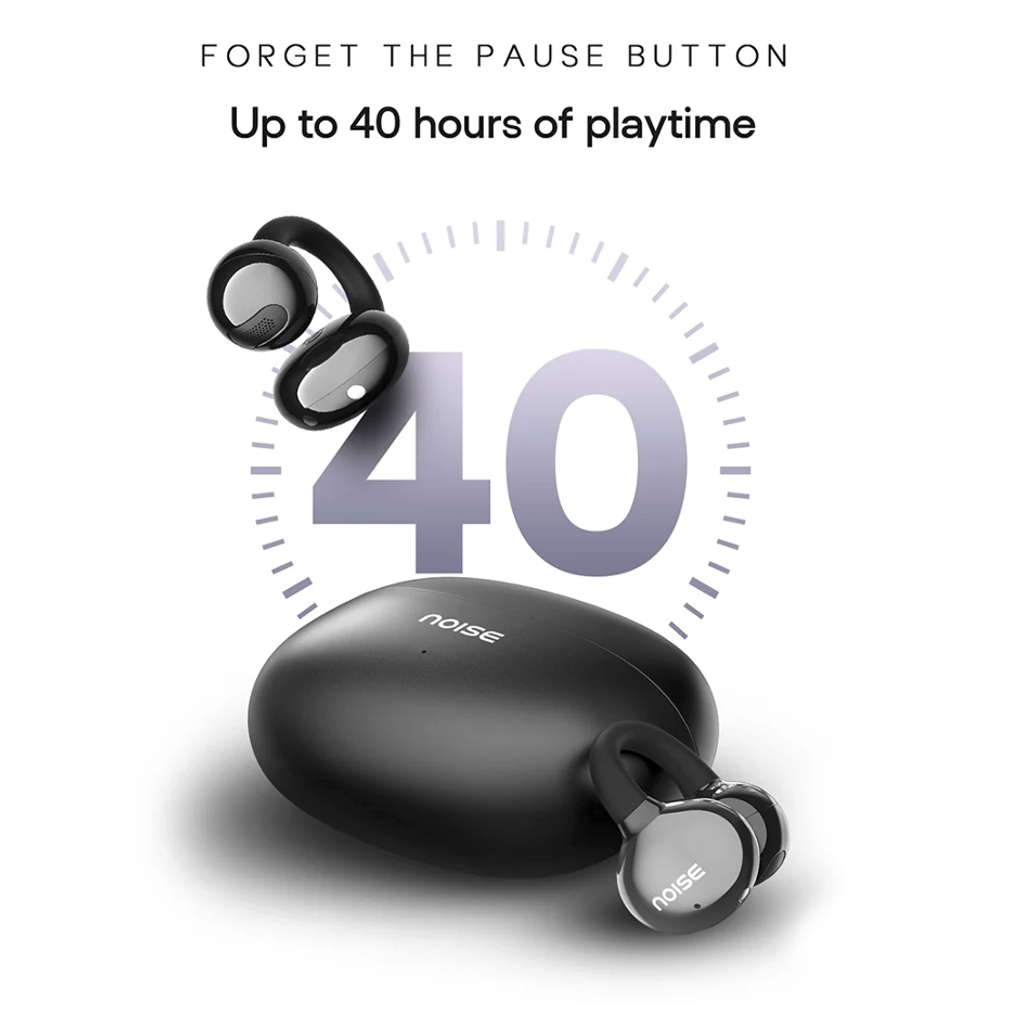 Noise Air Clip Truly Wireless Open Ear Earbuds Pearl Black