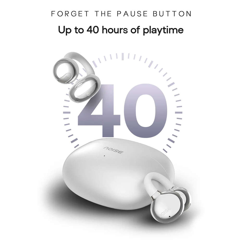 Noise Air Clip Truly Wireless Open Ear Earbuds Pearl White