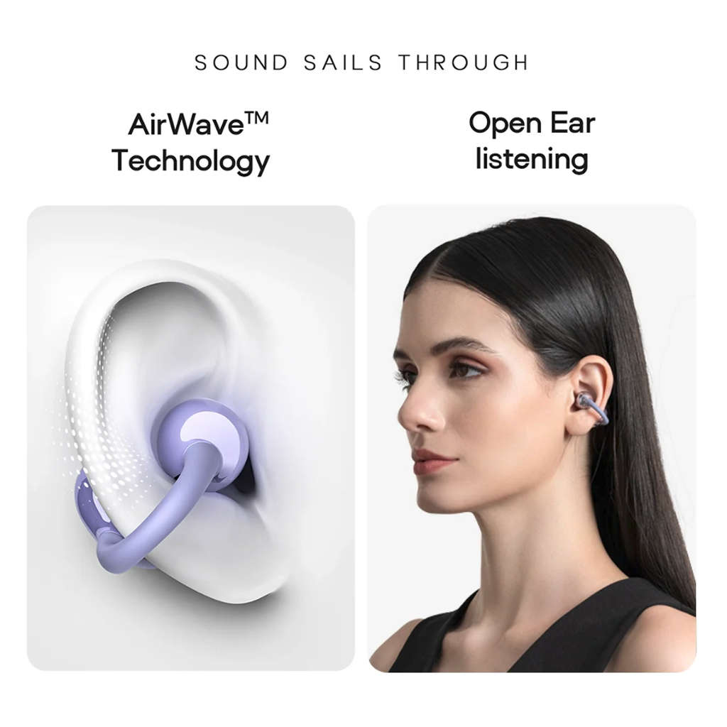 Noise Air Clip Truly Wireless Open Ear Earbuds Pearl Purple