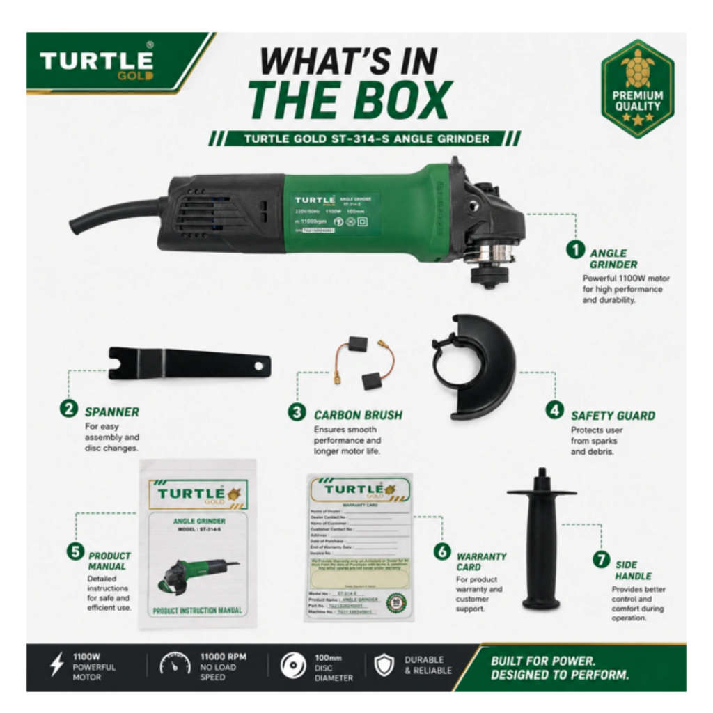 Turtle Gold Angle Grinder 4 Inch 1020 W ST-314S