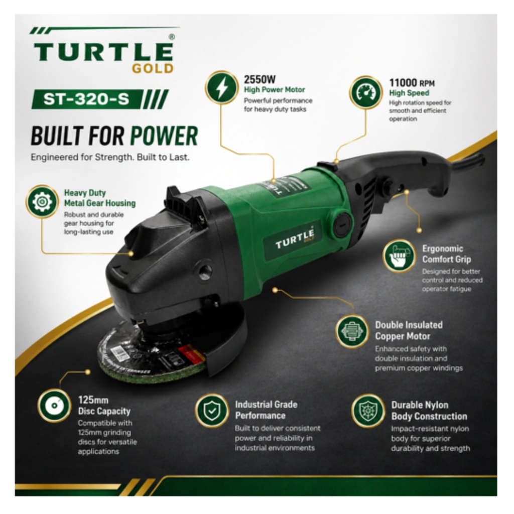 Turtle Gold Angle Grinder 5 Inch 2550 W ST-320S