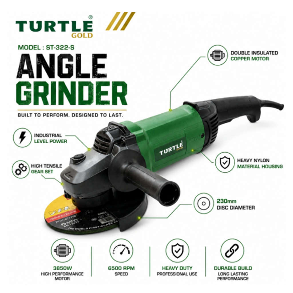 Turtle Gold Angle Grinder 9 Inch 3850 W ST-322S