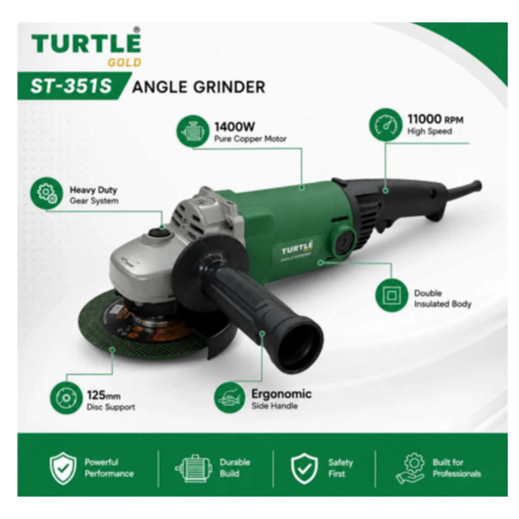 Turtle Gold Angle Grinder 5 Inch 1400 W ST-351S