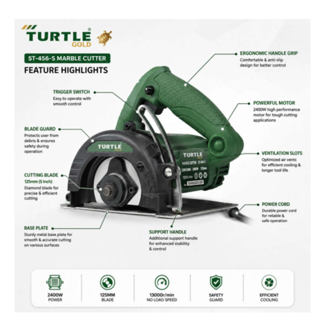 Turtle Gold Marble Cutter 5 Inch 2400 W ST-456S