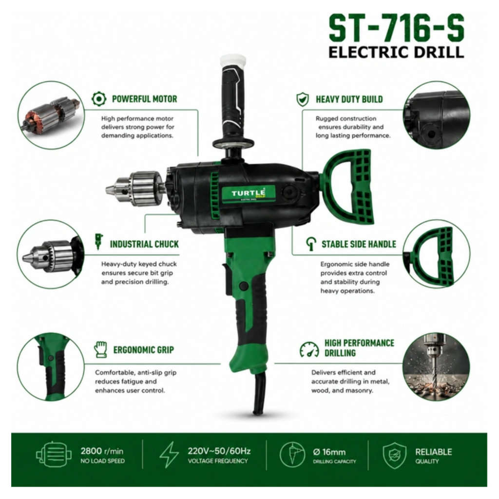 Turtle Gold Electric Drill 16mm 2800 W ST-716S
