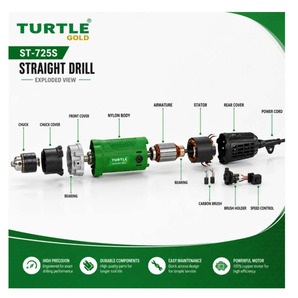 Turtle Gold Straight Drill 560 W ST-725S