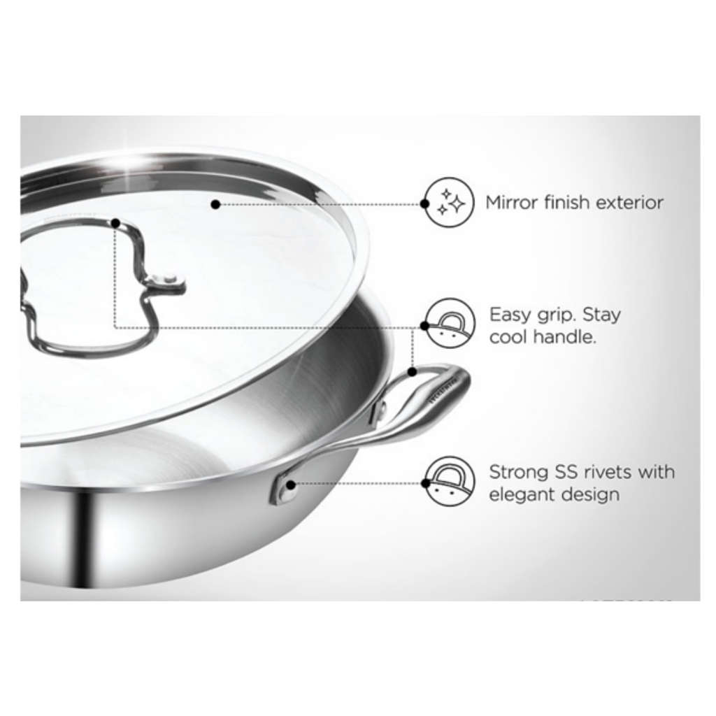 Fackelmann Triply Kadai With Stainless Steel Lid 22 cm 2.0 Liter 11010304