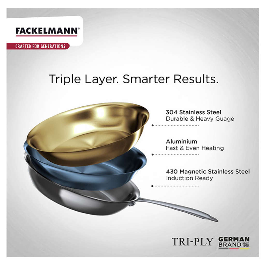 Fackelmann Triply Fry Pan With Stainless Steel Lid 20 cm 1.2 Liter 11010317