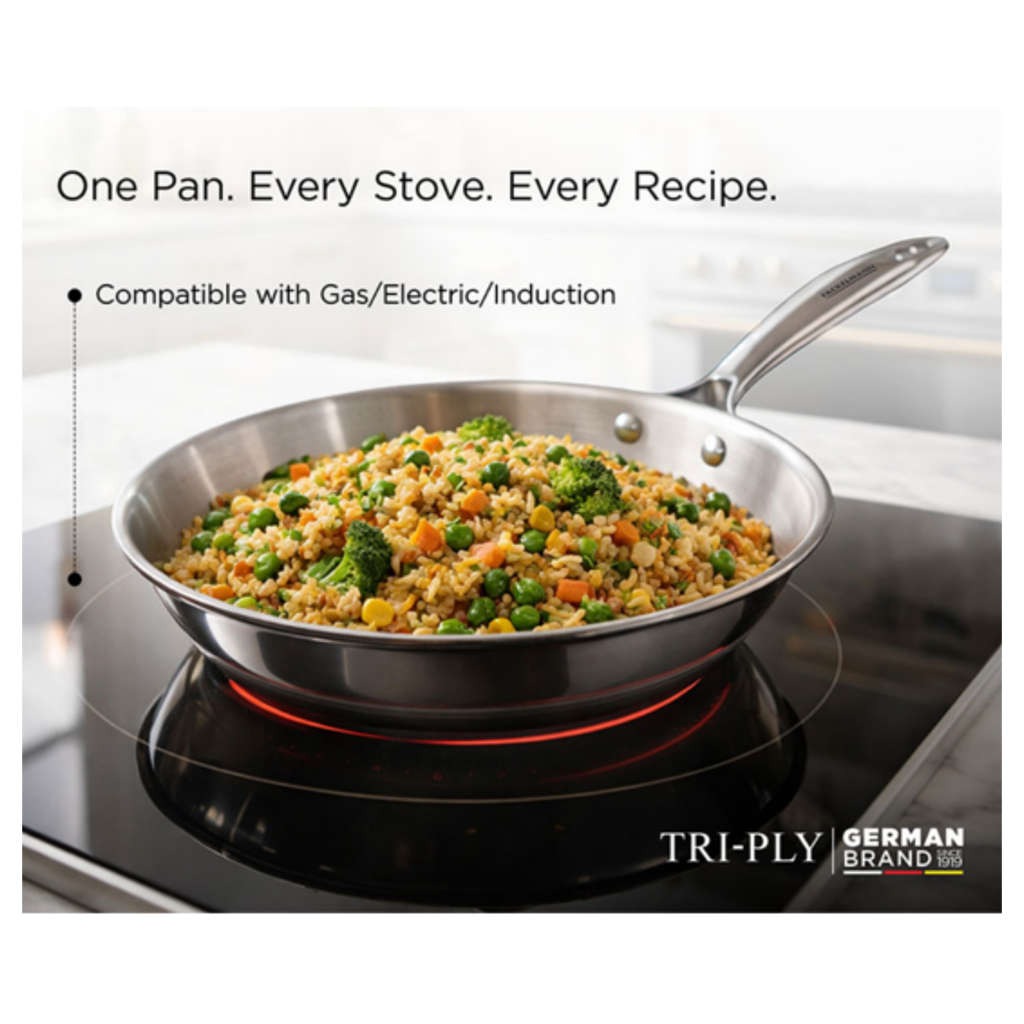 Fackelmann Triply Fry Pan With Stainless Steel Lid 26 cm 2.5 Liter 11010302