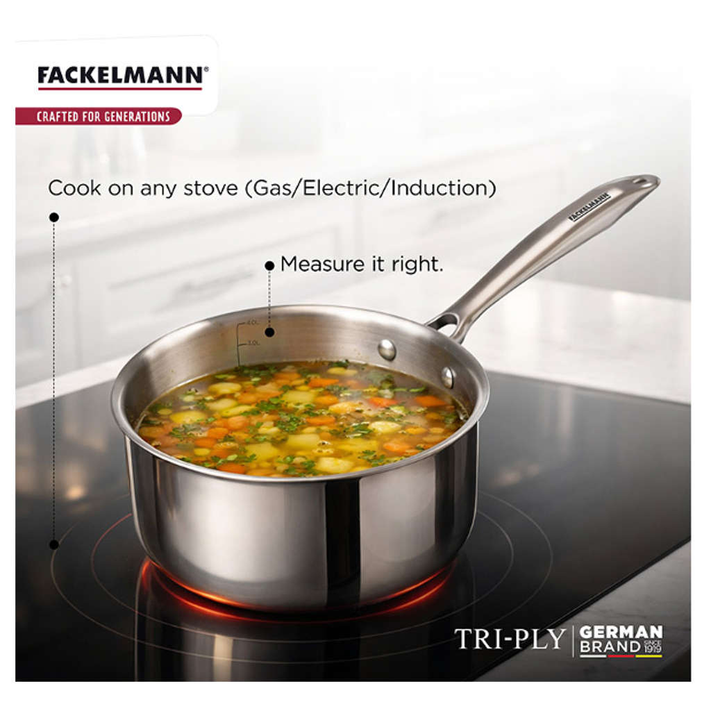 Fackelmann Triply Sauce Pan With Stainless Steel Lid 16 cm 1.6 Liter 11010310