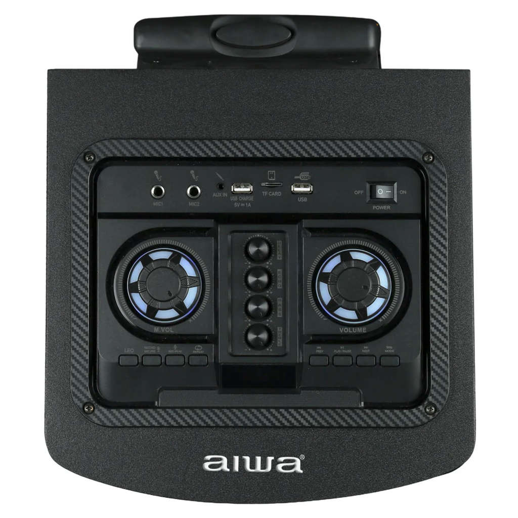 Aiwa Bluetooth Trolley Party Speaker 150W With Subwoofer 2 Wireless Mics AW-TR102