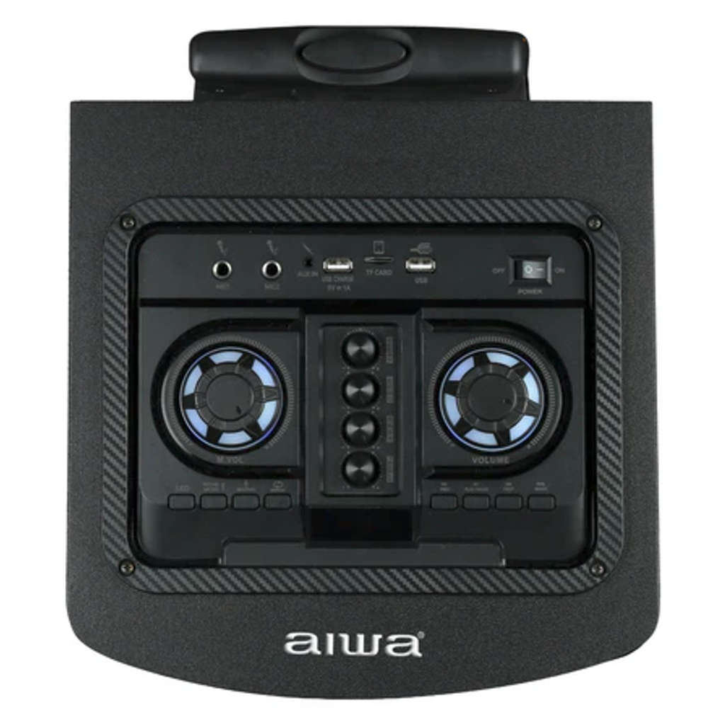 Aiwa Bluetooth Trolley Party Speaker 100W With 10 Inch Subwoofer 2 Wireless Mics AW-TR101