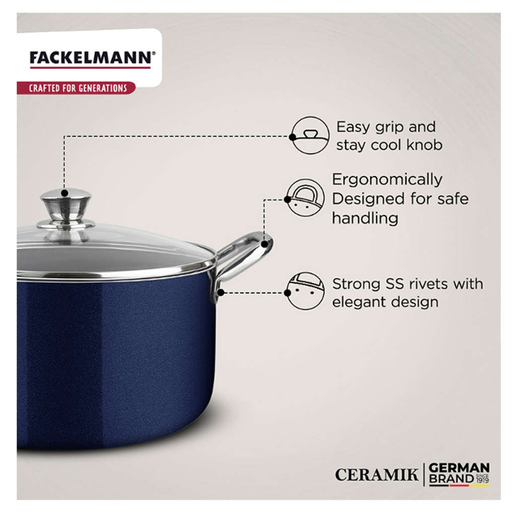 Fackelmann Ceramic Non Stick Casserole With Glass Lid 26 cm 7.2 Litre 11110117