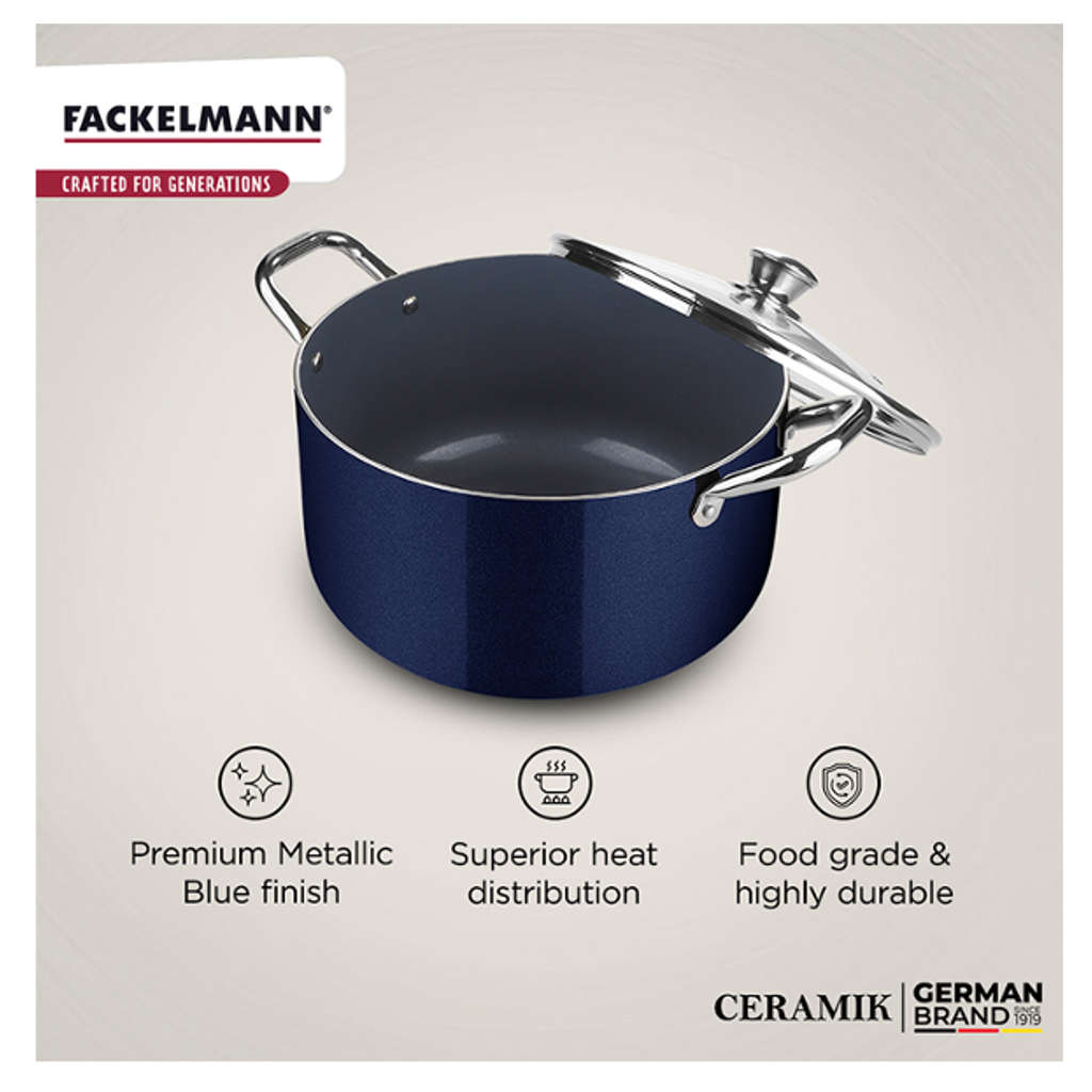 Fackelmann Ceramic Non Stick Casserole With Glass Lid 26 cm 7.2 Litre 11110117