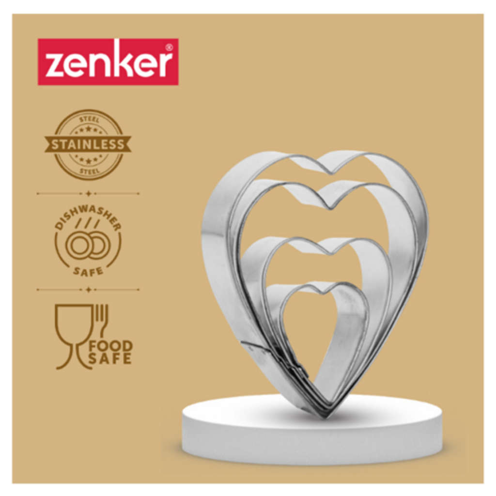 Fackelmann Zenker Heart Shaped Cookie Moulds Set of 4 43008