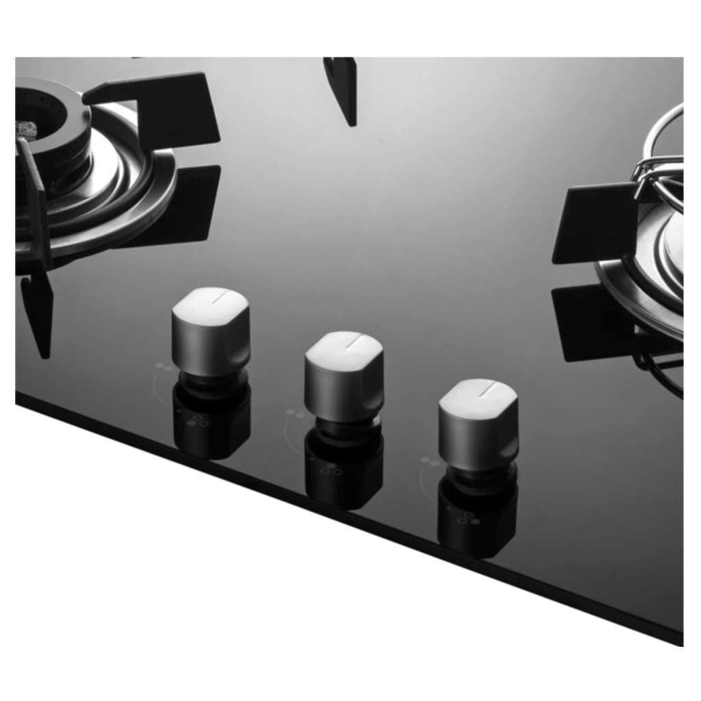 Kaff Built In Hob With 3 Brass Burners Auto Electric Ignition Black Tempered Glass 60 cm HBR 603B