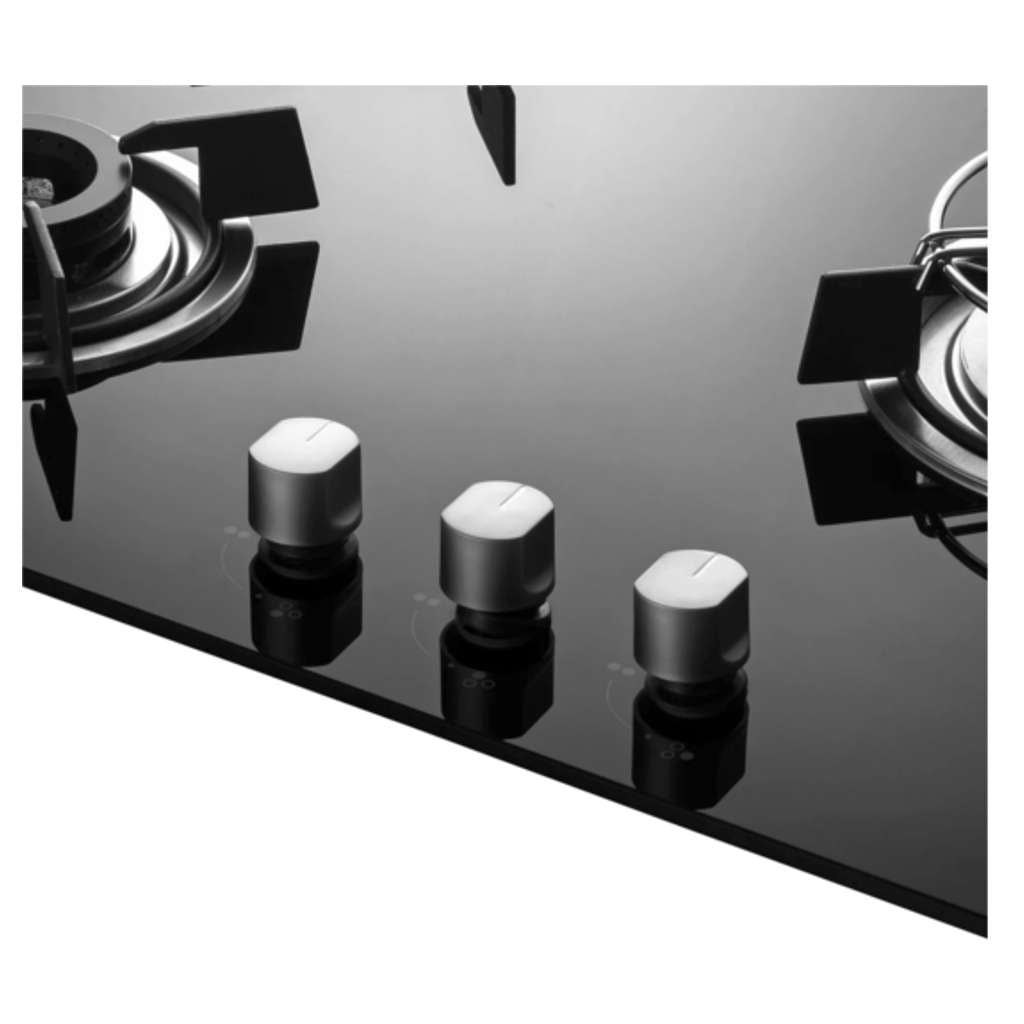 Kaff Built In Hob With 4 Brass Burners Auto Electric Ignition Black Tempered Glass 60 cm HBR 604A