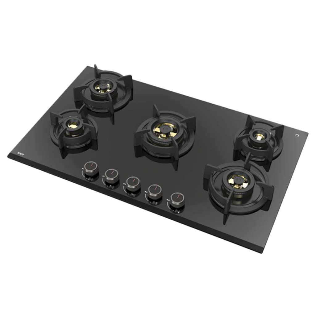 Kaff Built In Hob With 5 Burner Thick Black Tempered Glass Flame Failure Device 8 mm 86 cm ASF865 