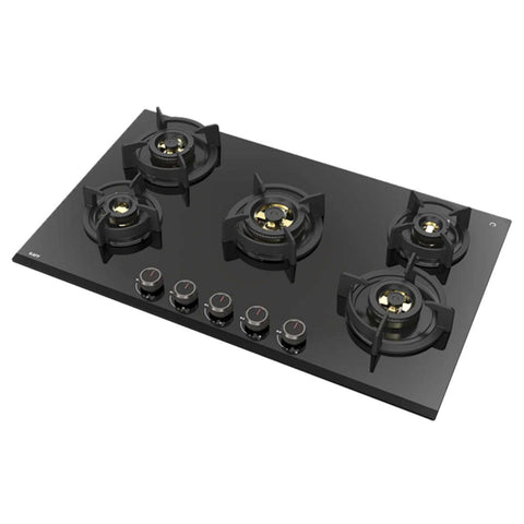 Kaff Built In Hob With 5 Burner Thick Black Tempered Glass Flame Failure Device 8 mm 86 cm ASF865 