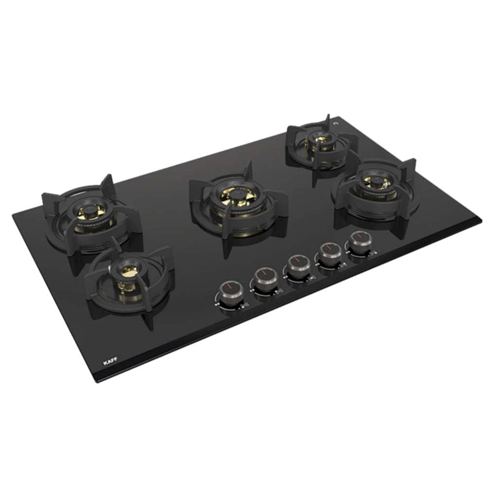Kaff Built In Hob With 5 Burner Thick Black Tempered Glass Flame Failure Device 8 mm 86 cm ASF865