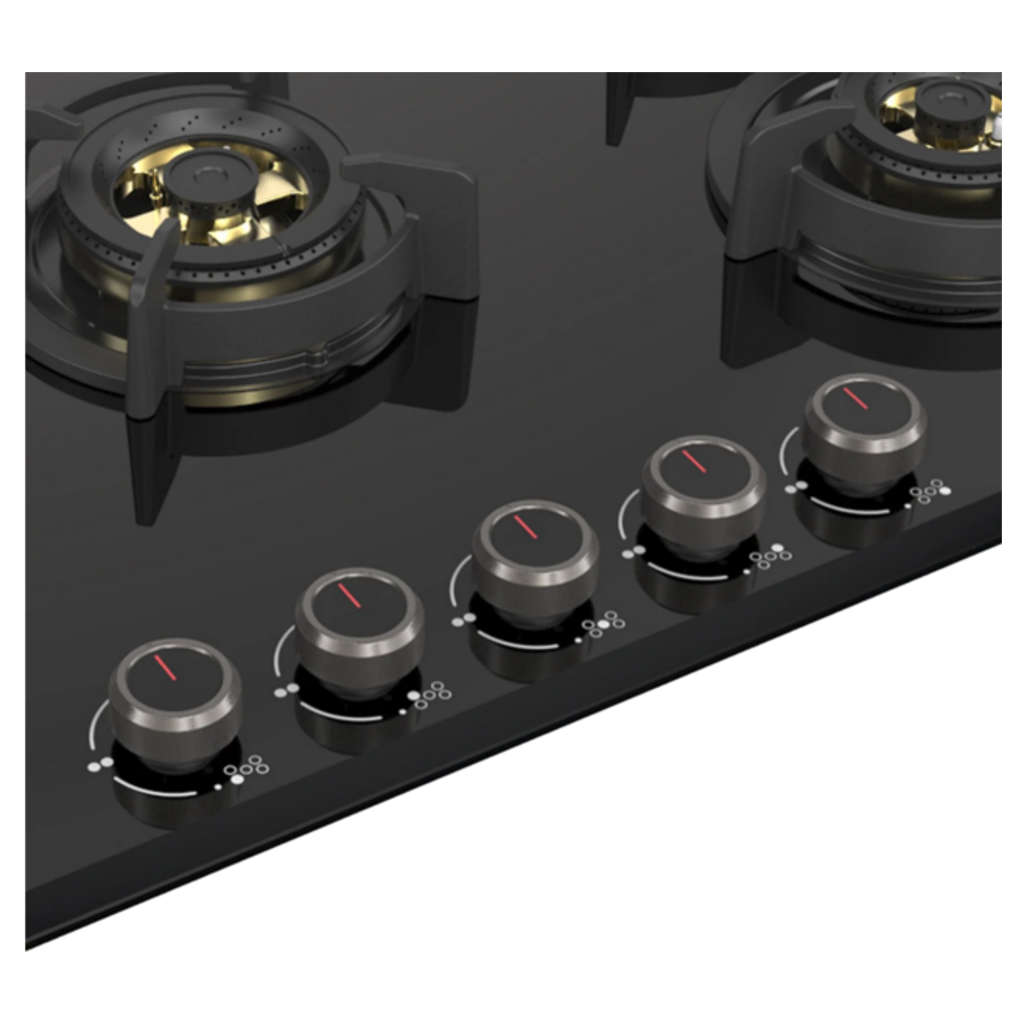 Kaff Built In Hob With 5 Burner Thick Black Tempered Glass Flame Failure Device 8 mm 86 cm ASF865