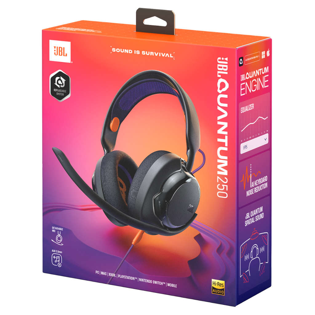 JBL Quantum 250 Wired Over Ear Headphone Black