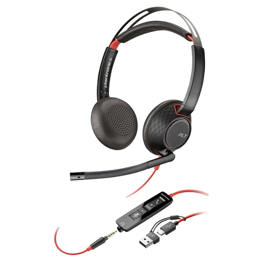 Poly Blackwire 5220 Stereo USB-C On Ear Wired Head Phone 8X231AA 