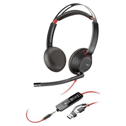 Poly Blackwire 5220 Stereo USB-C On Ear Wired Head Phone 8X231AA 