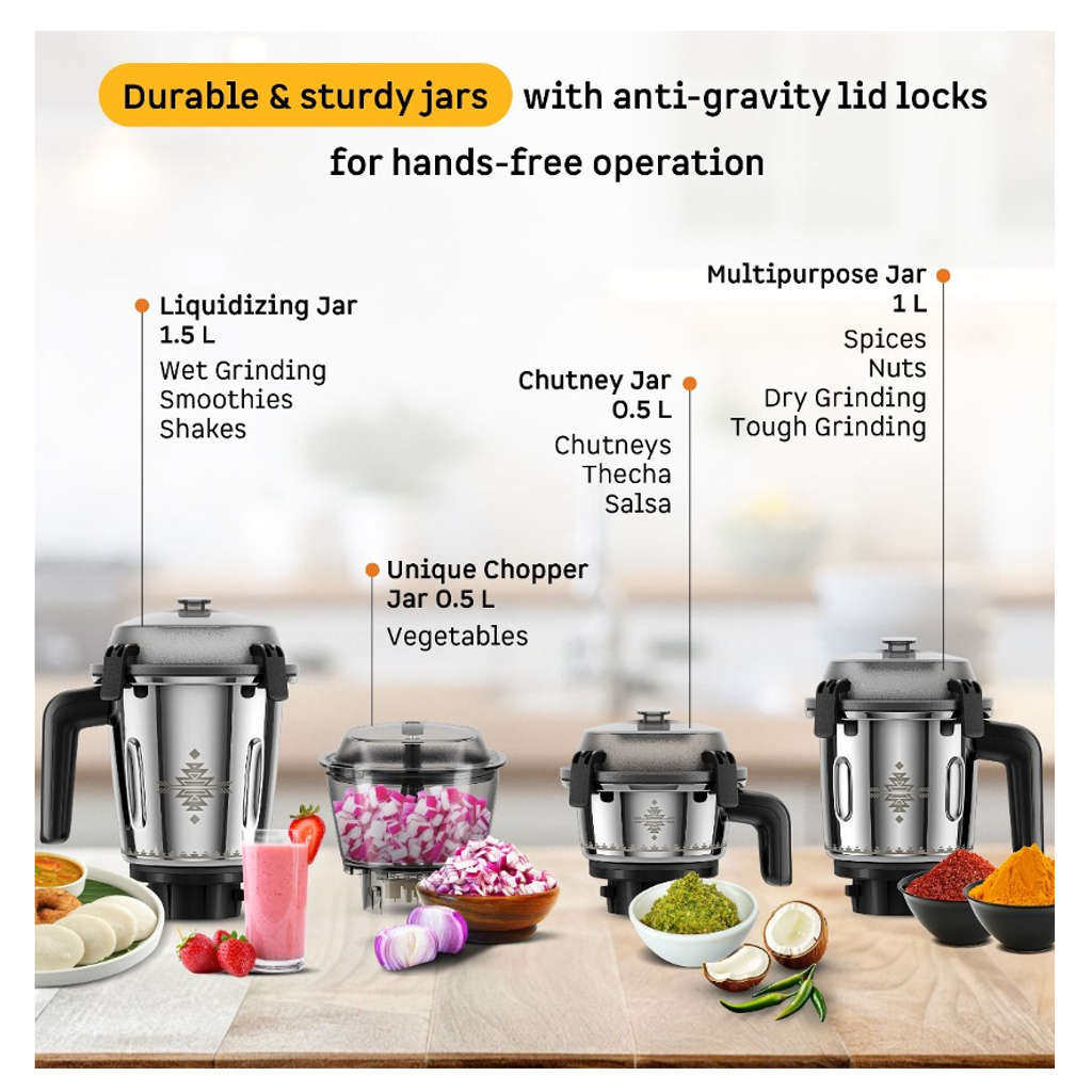 Atomberg Tavi 4 Jars Mixer Grinder 110V Only For US & Canada 600W Matte Black