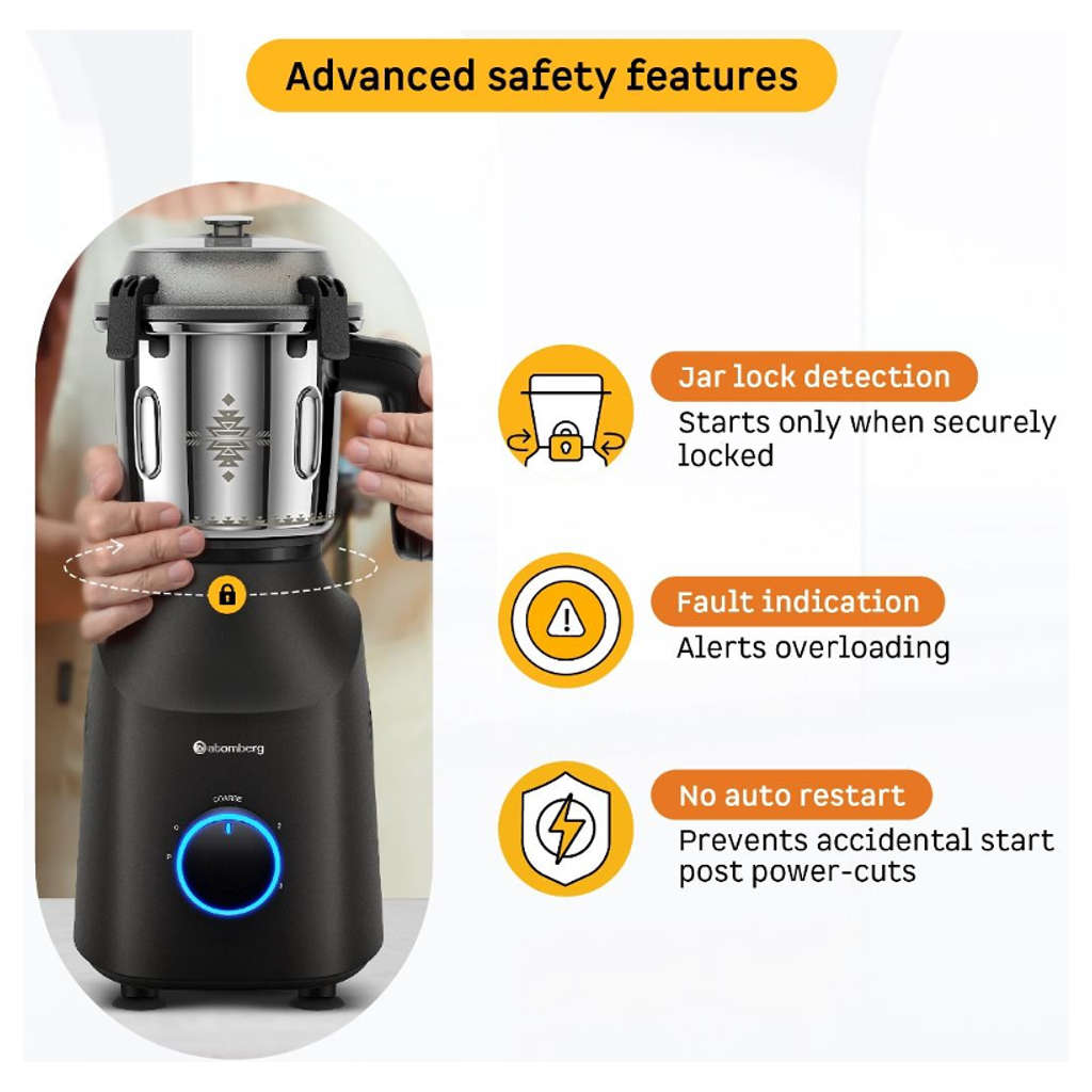 Atomberg Tavi 4 Jars Mixer Grinder 110V Only For US & Canada 600W Matte Black