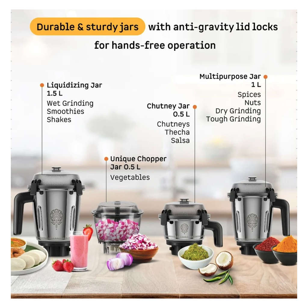Atomberg Tavi 4 Jars Mixer Grinder 110V Only For US & Canada 600W Matte Sand Grey
