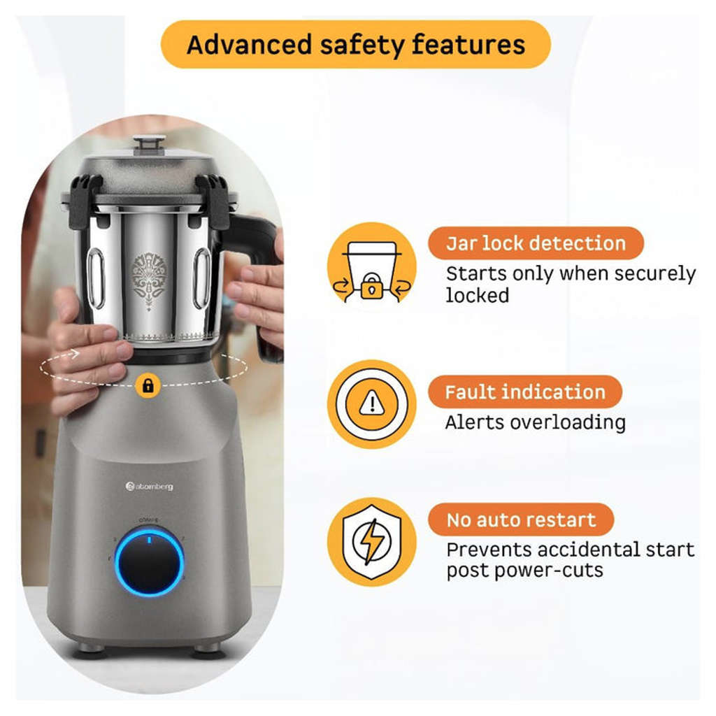 Atomberg Tavi 4 Jars Mixer Grinder 110V Only For US & Canada 600W Matte Sand Grey