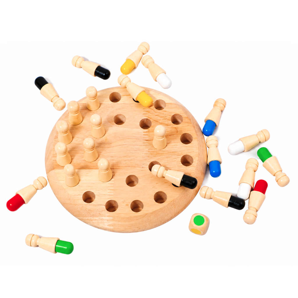 Memory Chess Wooden Color Matching Game For Kids