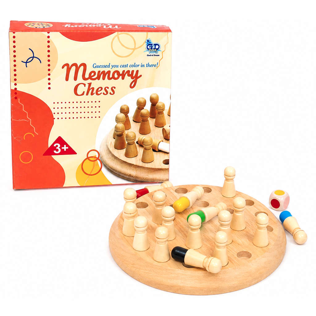 Memory Chess Wooden Color Matching Game For Kids
