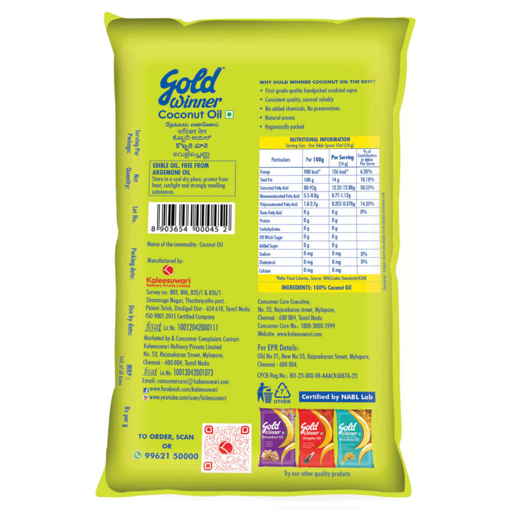 Gold Winner Coconut Oil 800g Pouch