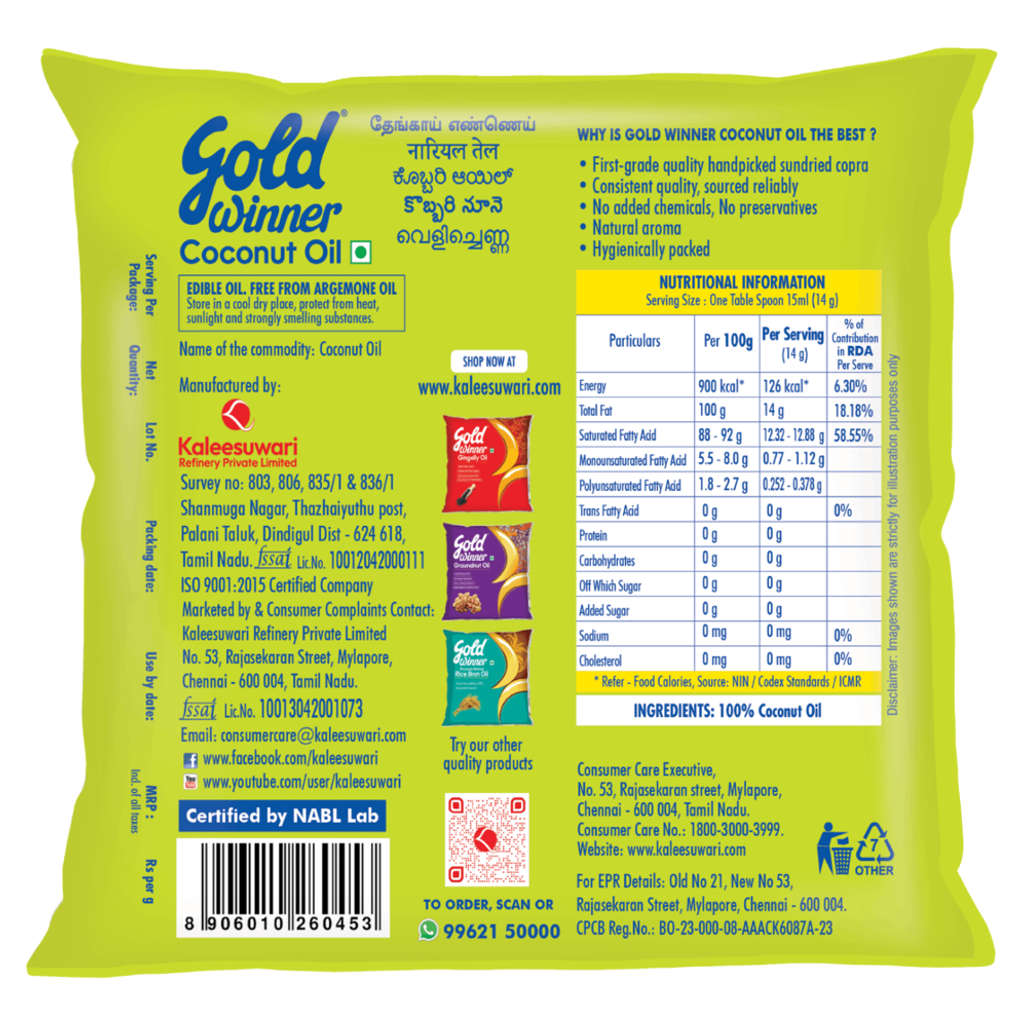 Gold Winner Coconut Oil 400g Pouch