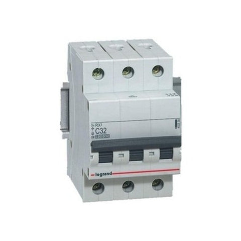Legrand DX3 MCBs D Curve Triple Pole + Neutral 0.5 A - 4 A 