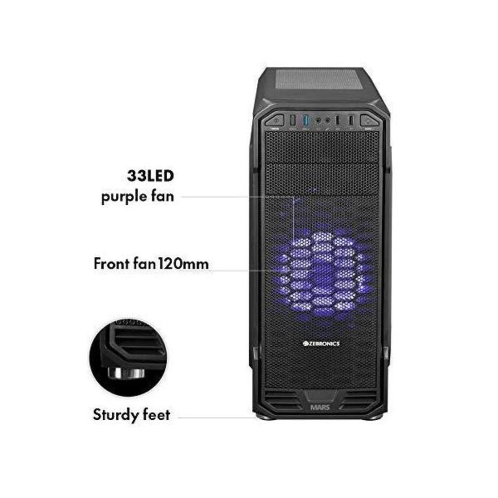 Zebronics Gaming Cabinet with USB, LED, HD Audio, ATX,Magnetic Dust Filter and mATX - Mars(Black)