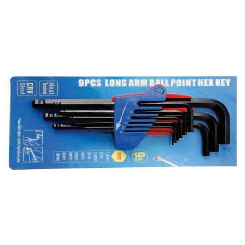 De Neers Long Arm Hex Allen Key Set (Ball Type) DNKBHM9L 