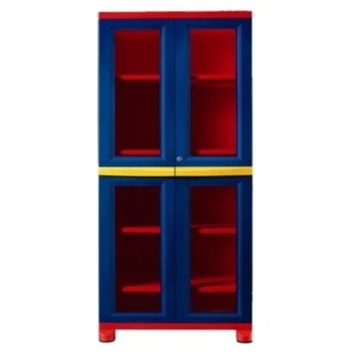 Nilkamal Freedom Big 3 (FB3) Plastic Storage Cabinet (Pepsi Blue, Bright Red & Yellow)