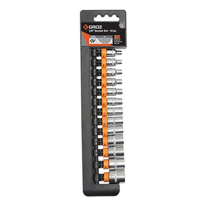 Groz 1/4 Inch Hex Drive Socket Set – 13 PCS KIT/SKT/H/1-4/13L/UG 