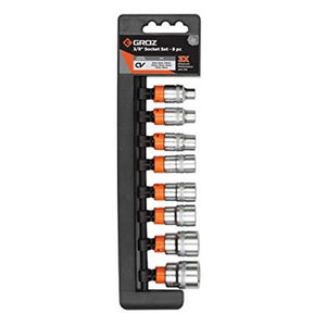 Groz 3/8 Inch Hex Drive Socket Set – 8 PCS KIT/SKT/H/3-8/8L/UG 