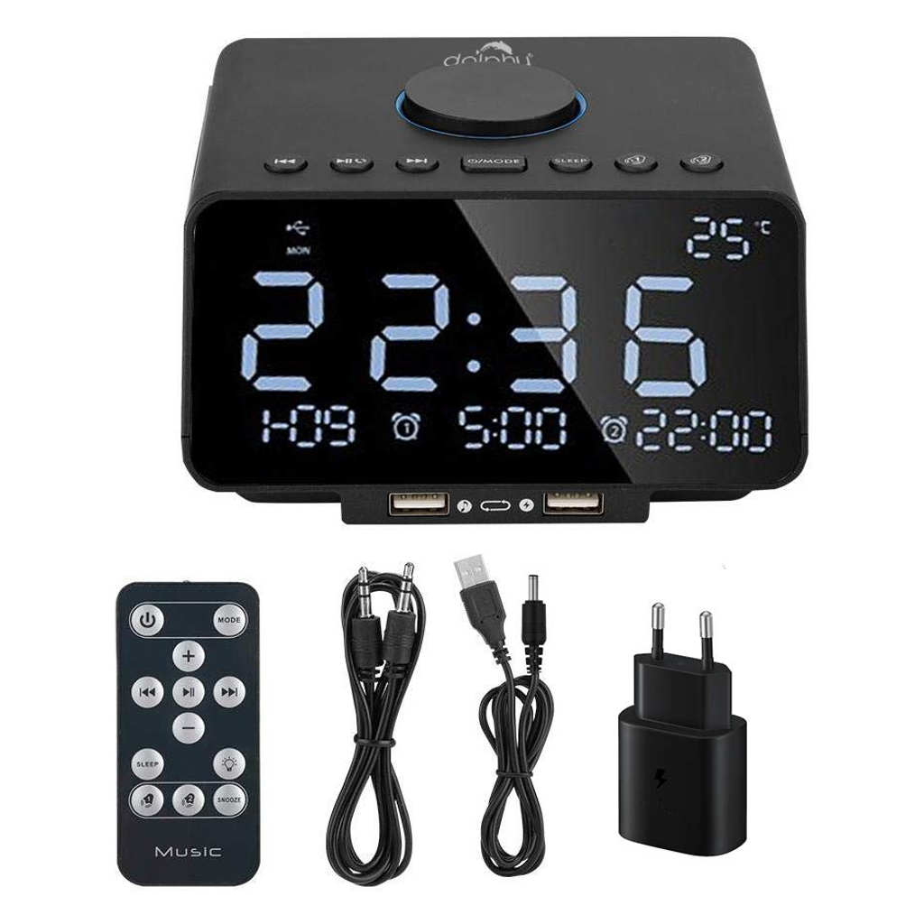 Dolphy Dock Station Dual Alarm Clock,FM Radio,LED Display,Wireless Bluetooth Player DDSN0001 