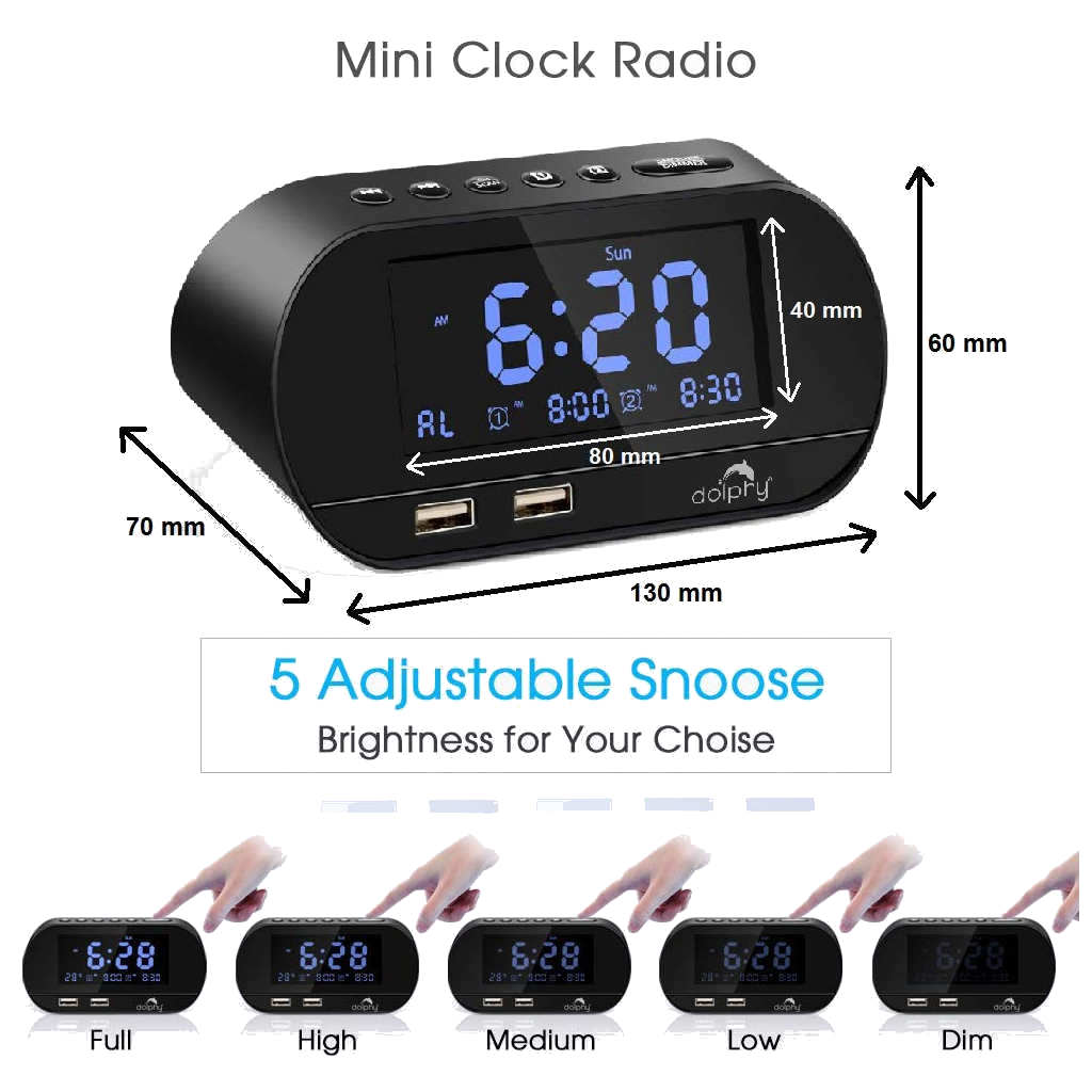 Dolphy Digital dock station Dual Alarm Clock with FM Radio DDSN0004