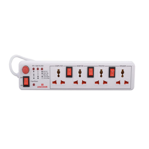 Anchor Spike Guard 4 Universal Socket Shutter with individual switch 6A 