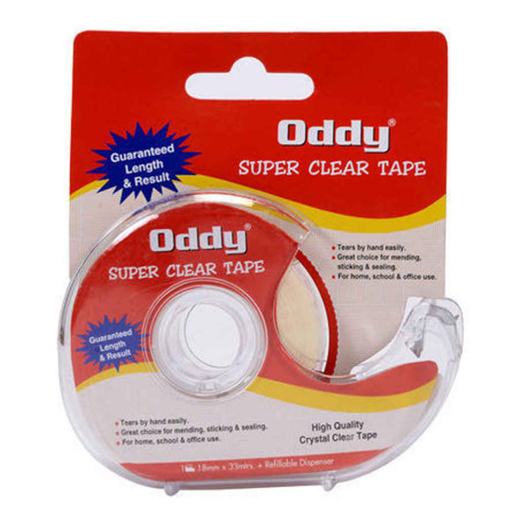 Oddy Super Clear Self Adhesive Tape With Dispensar 18mmx33mtrs SCTD-1833 
