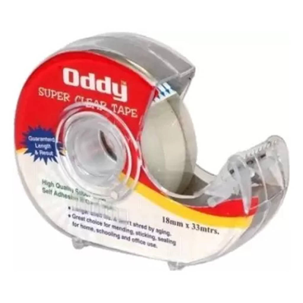 Oddy Super Clear Self Adhesive Tape With Dispensar 18mmx33mtrs SCTD-1833
